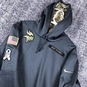 Minnesota Vikings Hoodie Mens XL Gray NFL Nike Salute To Service Therma Fit